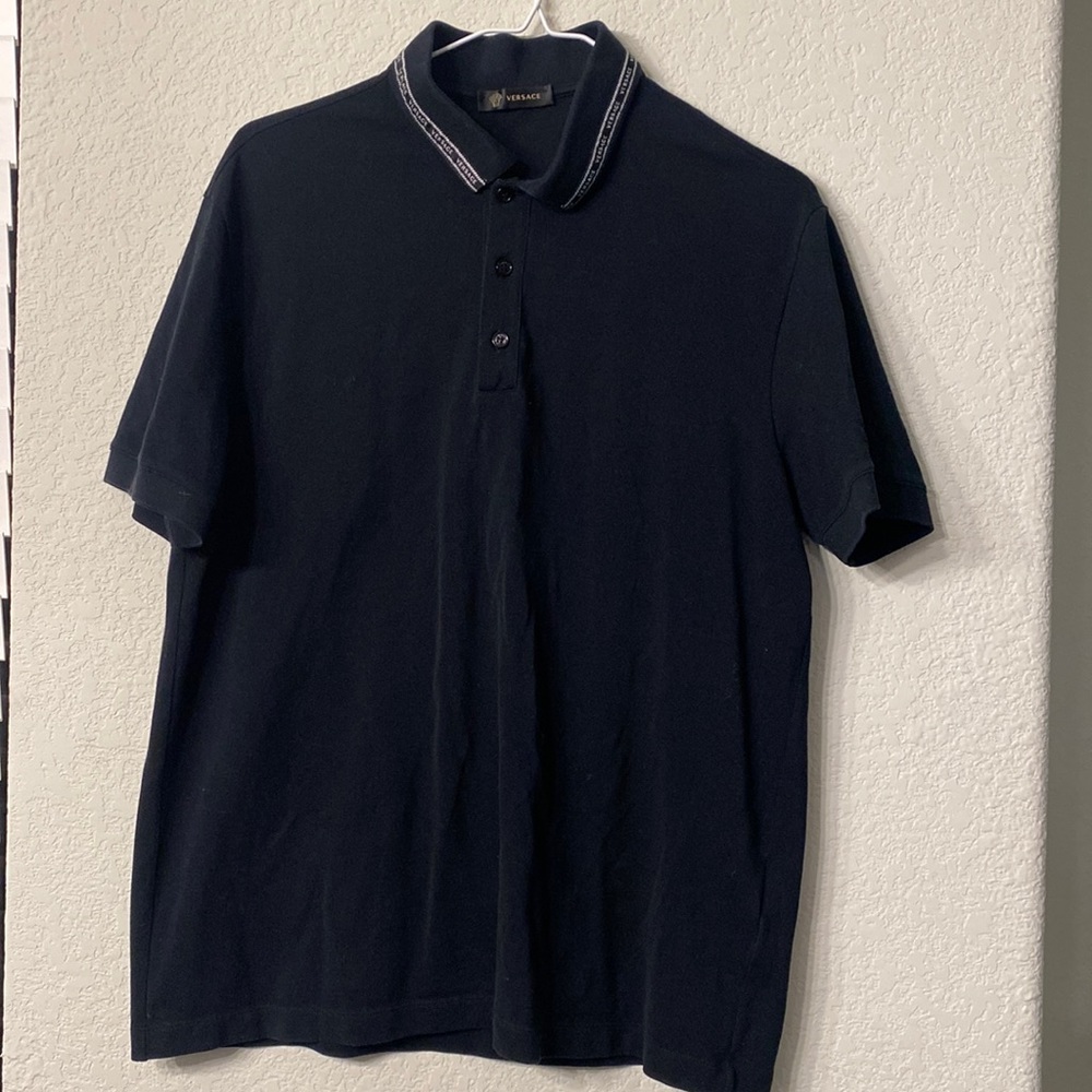 Versace black polo size L 100% cotton